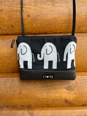 Black Long Strap Purse - Black Elephant/white background