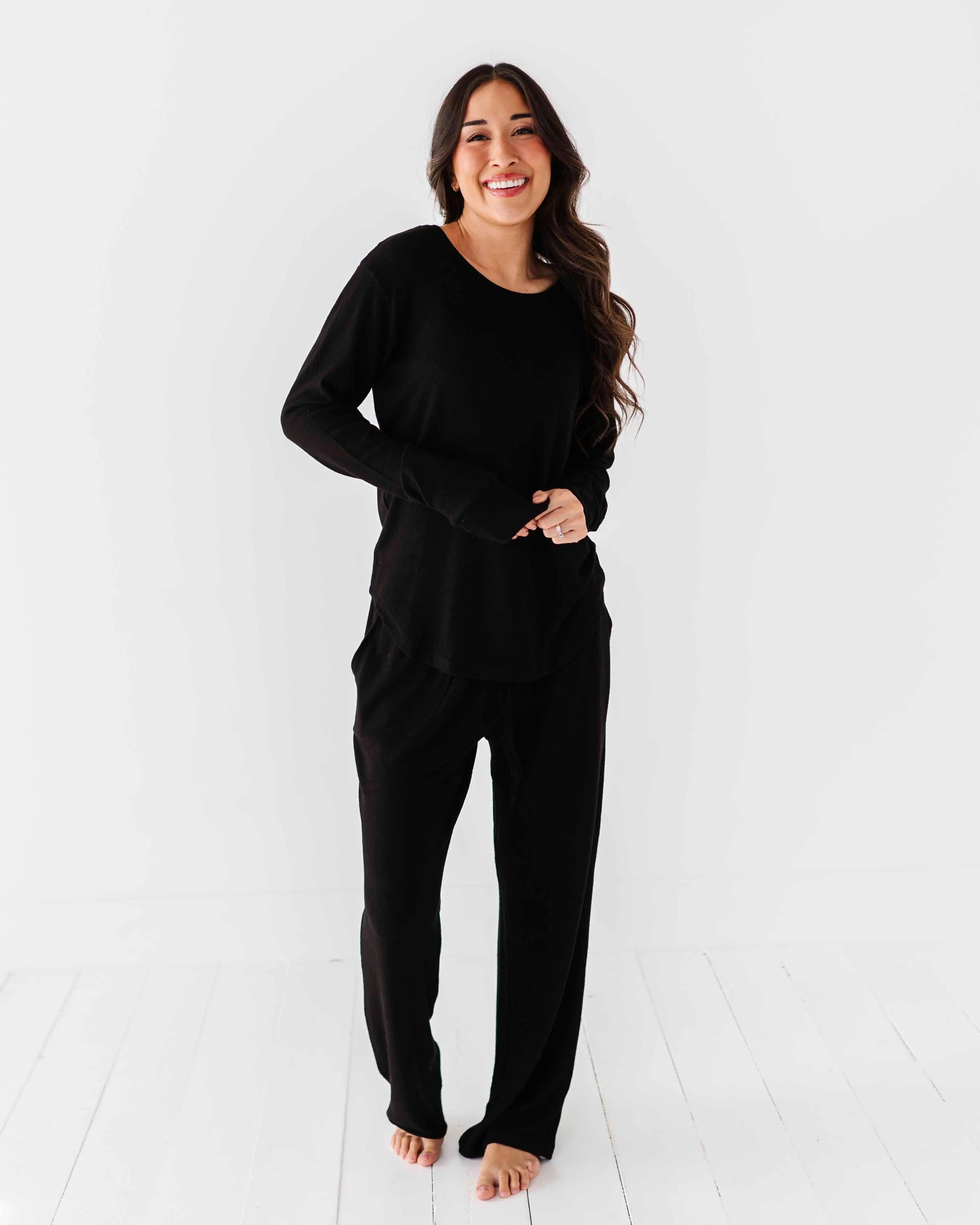 Black Women's Long Sleeve Top - Cloud Plush Bamboo