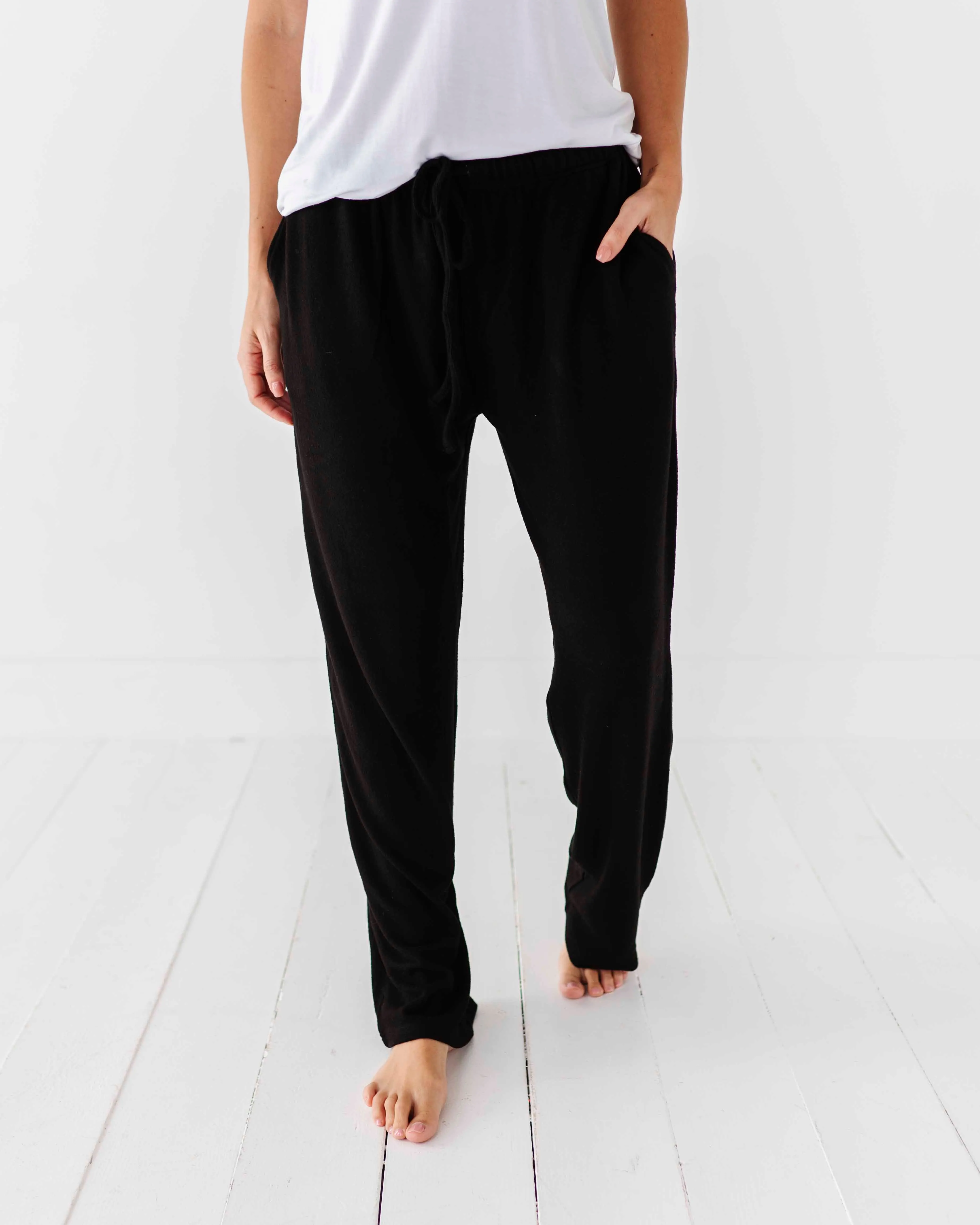 Black Women's Wide Leg Pants - Cloud Plush Bamboo