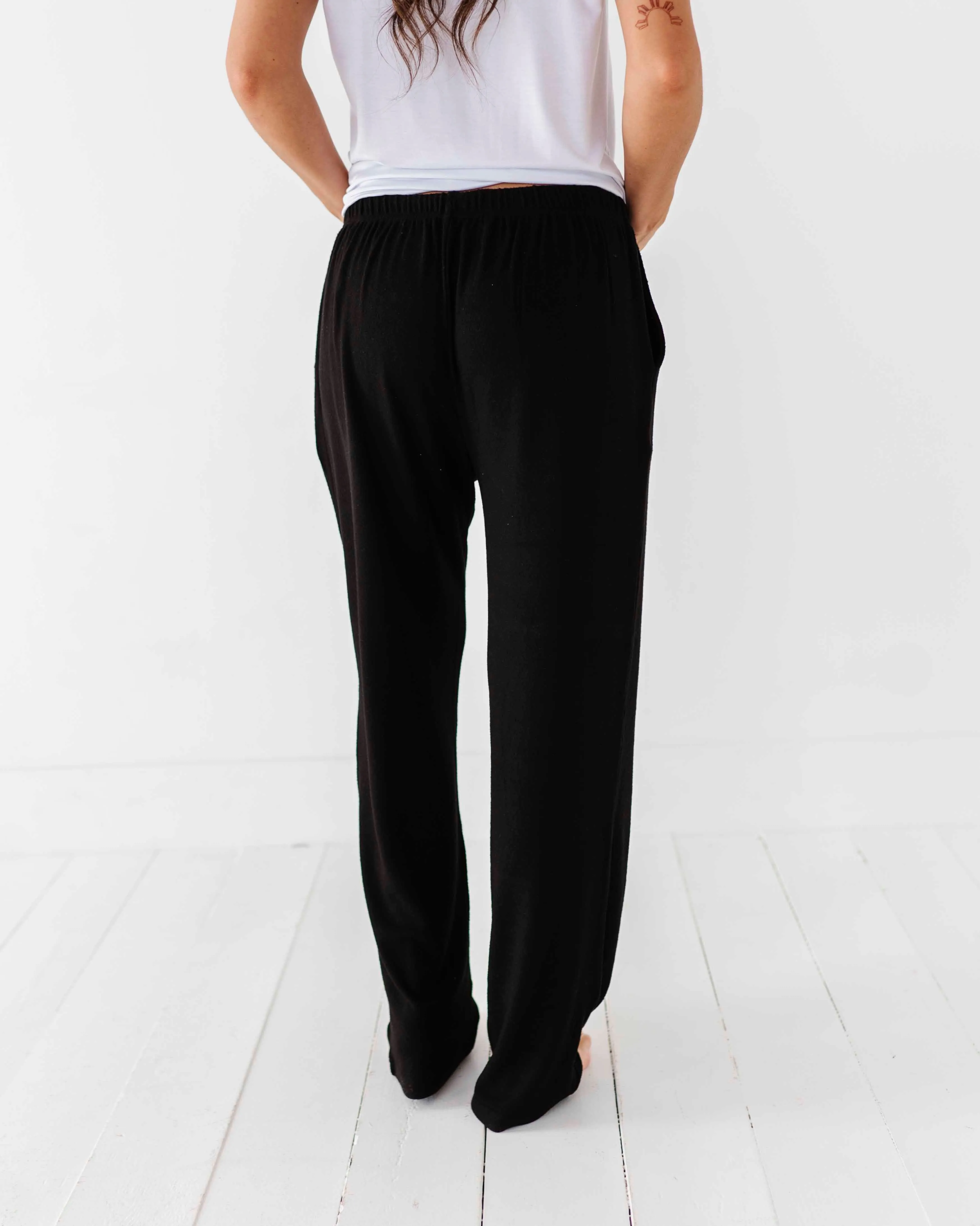 Black Women's Wide Leg Pants - Cloud Plush Bamboo