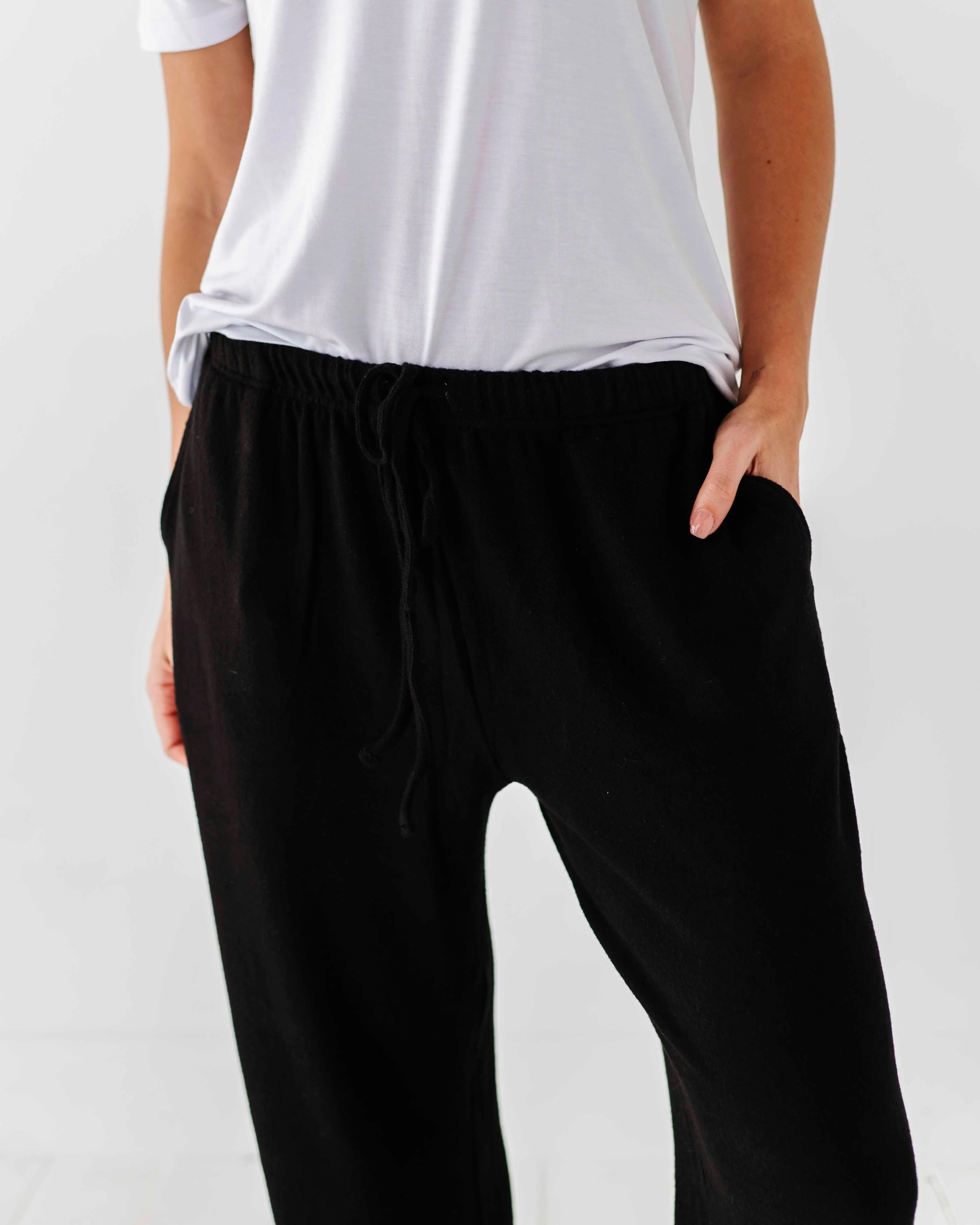 Black Women's Wide Leg Pants - Cloud Plush Bamboo