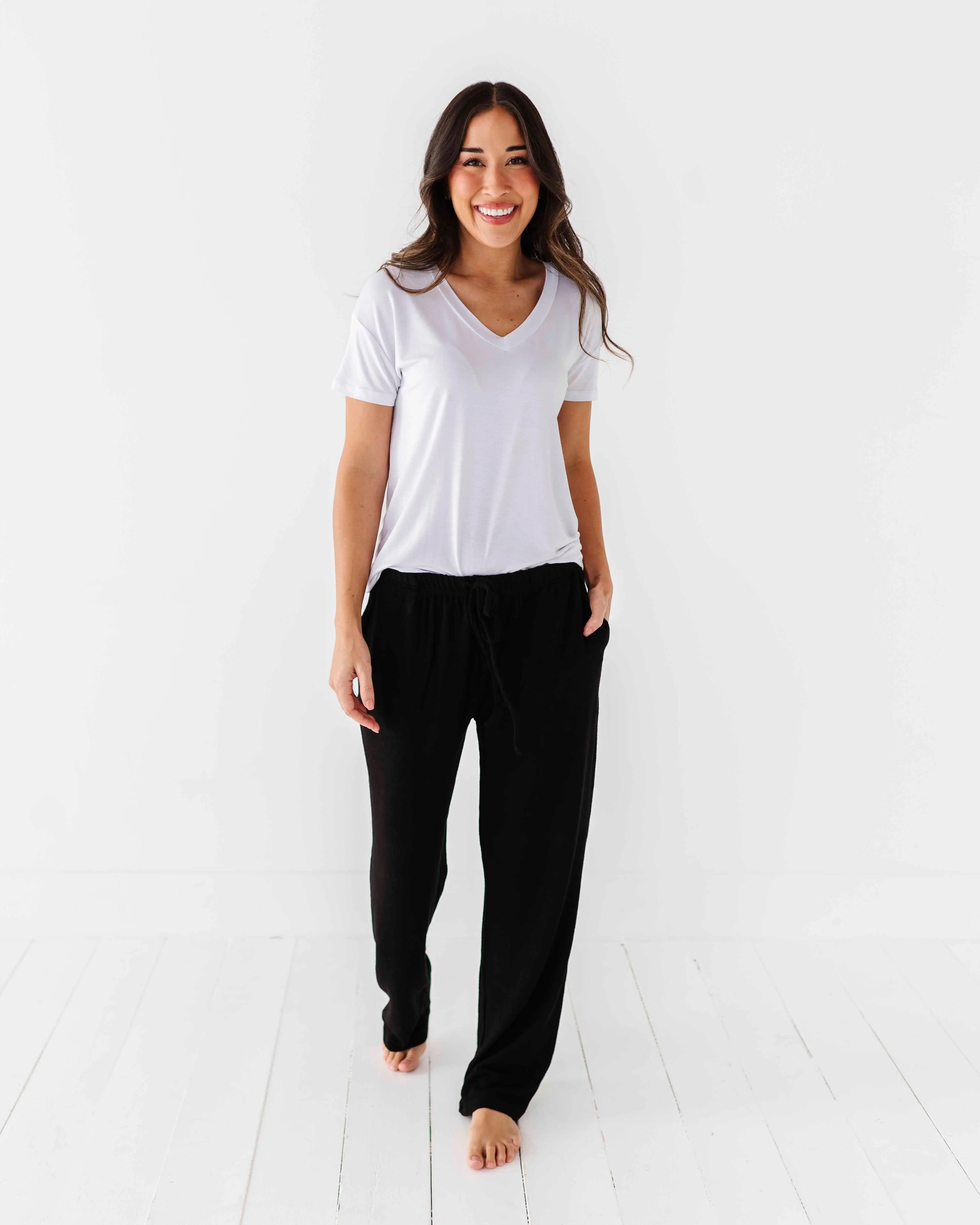 Black Women's Wide Leg Pants - Cloud Plush Bamboo