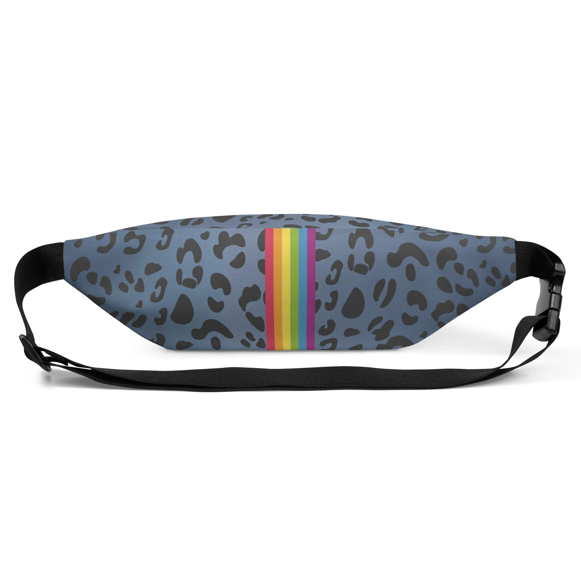 Blue Leopard Print Fanny Pack/Bum Bag  with Rainbow Flag