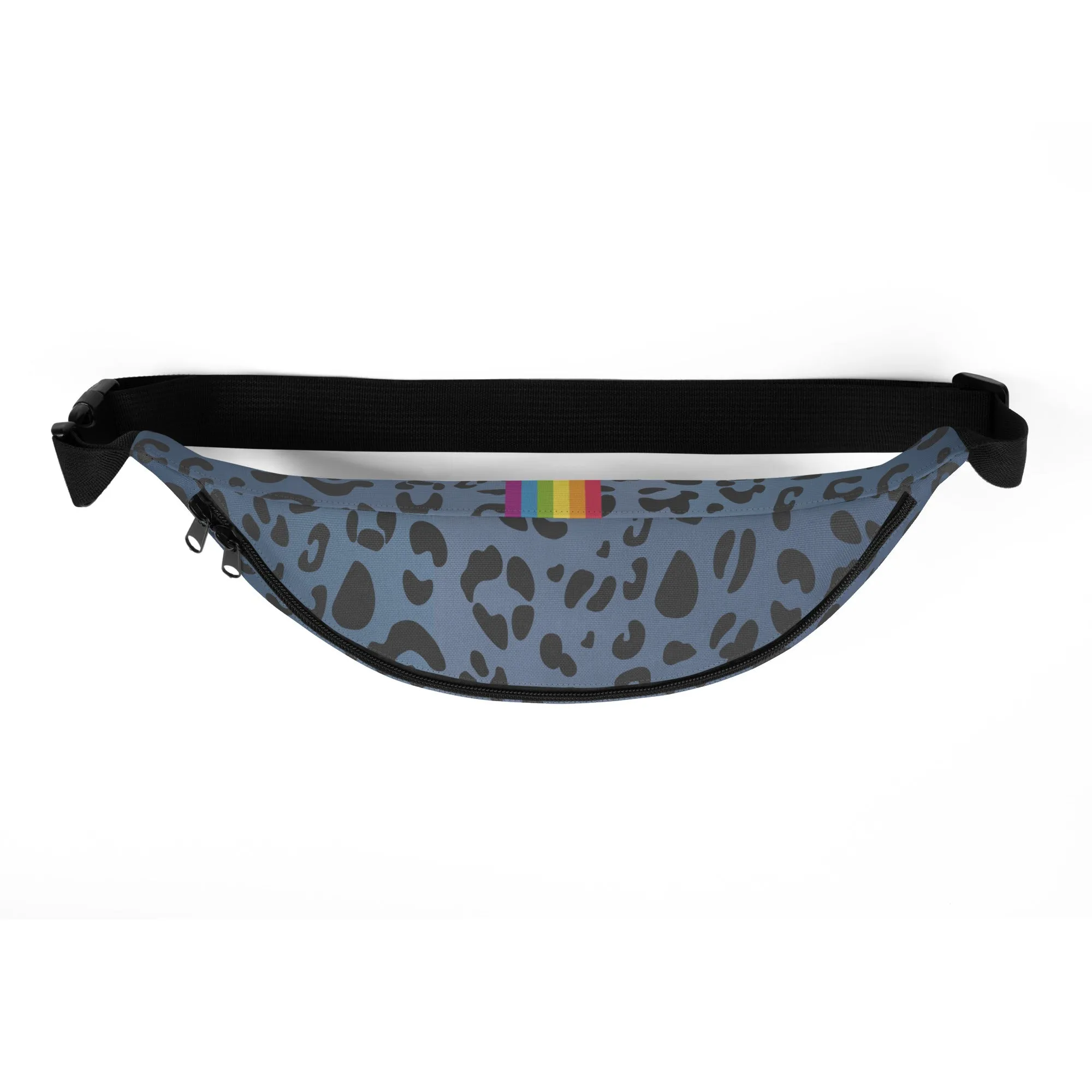 Blue Leopard Print Fanny Pack/Bum Bag  with Rainbow Flag