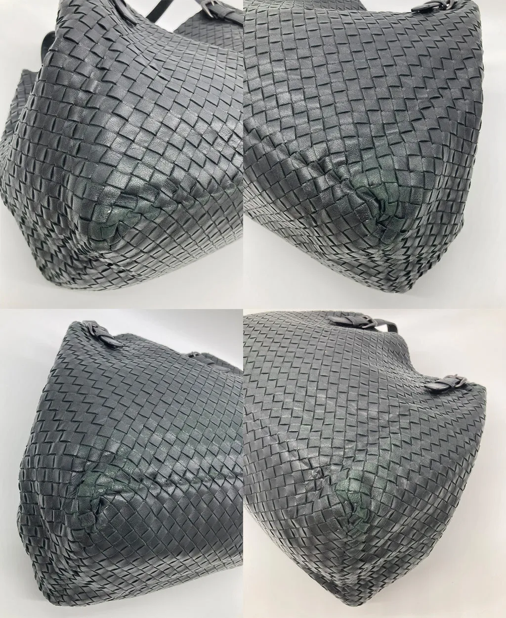 Bottega Veneta Black Woven Leather Shoulder Bag Tote