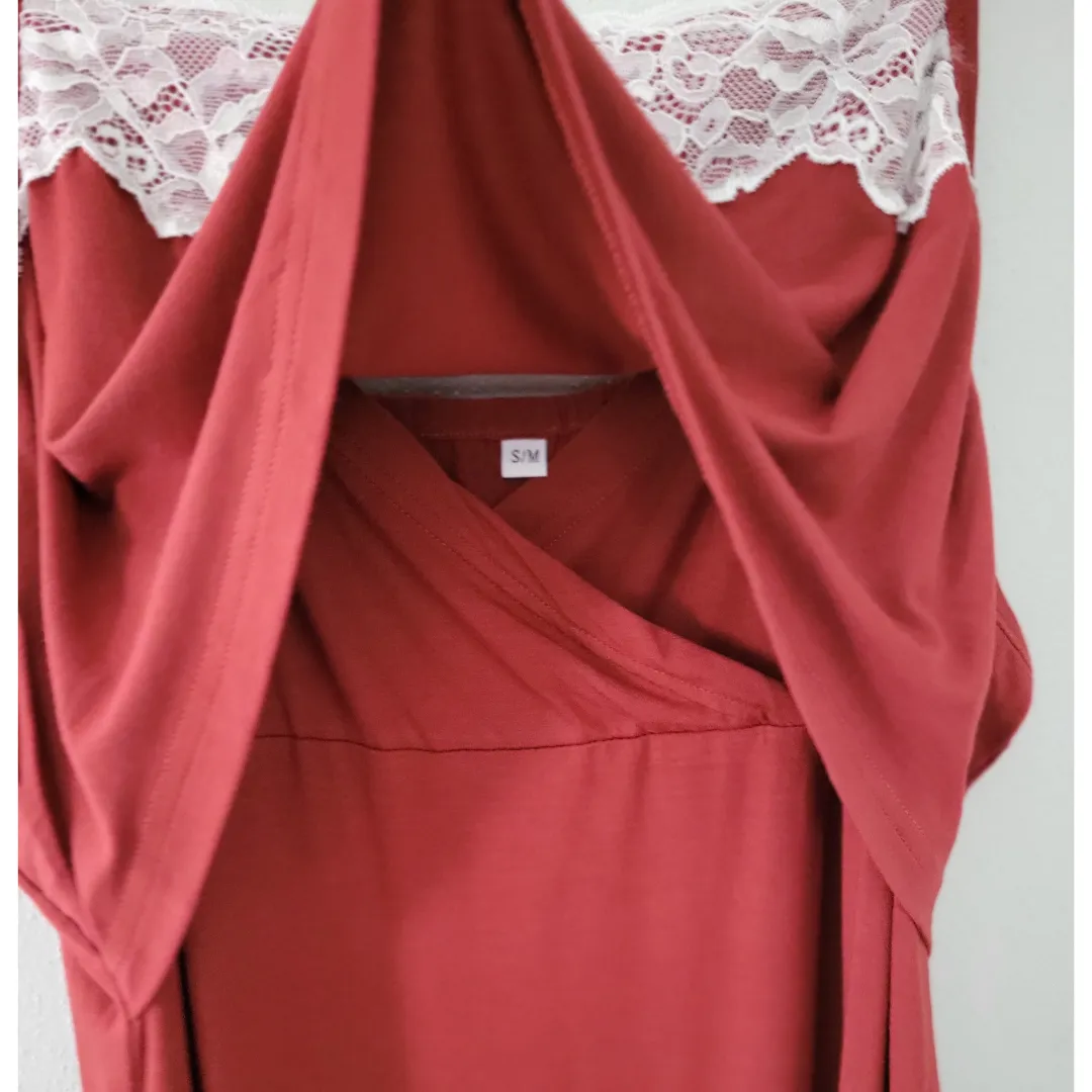 Brick Red Maternity Delivery Gown & Matching Swaddle: Large/XL