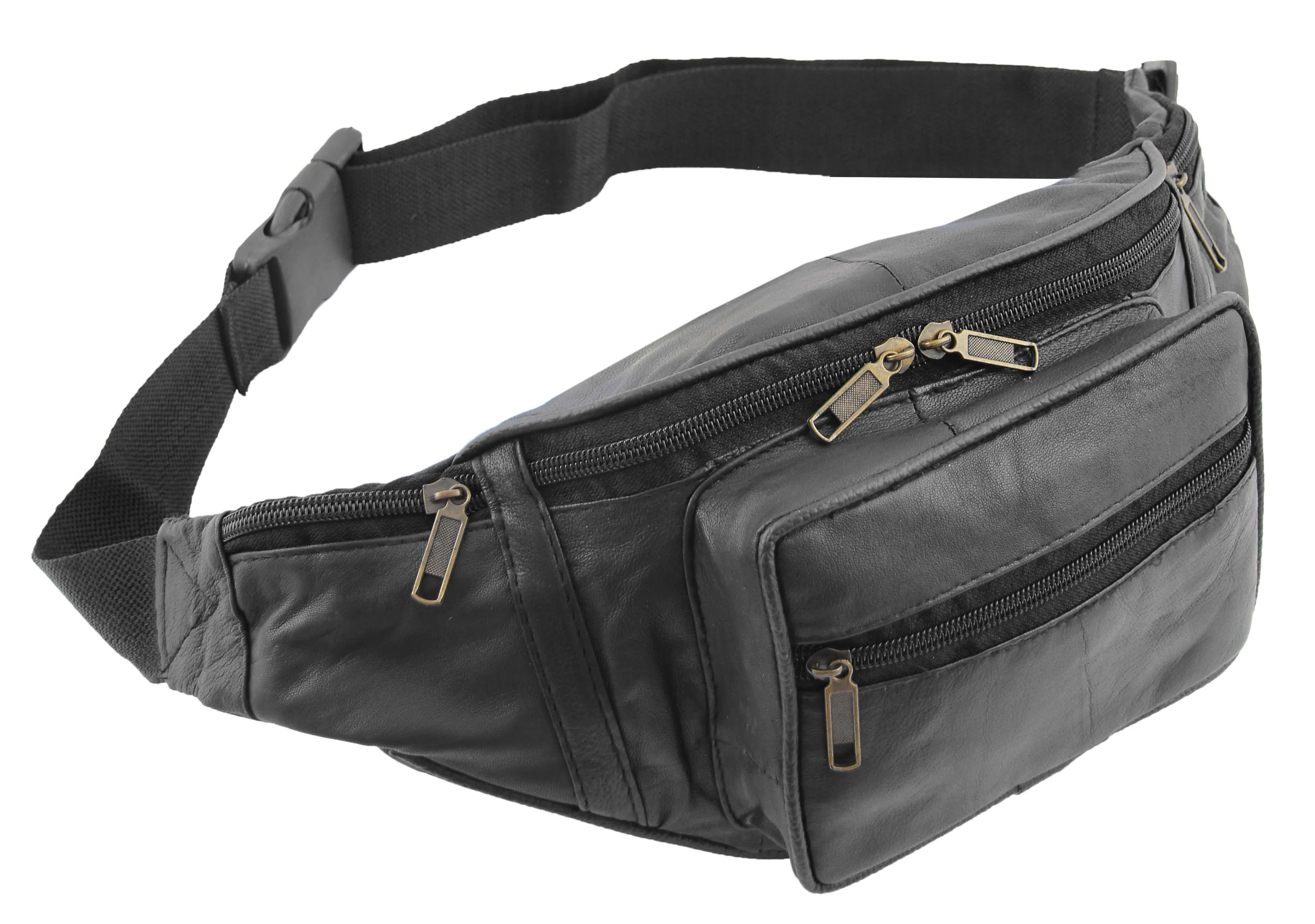 Bum Bag Soft Black Leather Travel Holiday Mobile Money Belt Waist Pack Hip Pouch A301