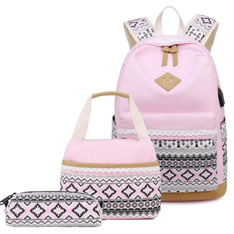 Chic 3-Piece Polka Dot Student Backpack Collection