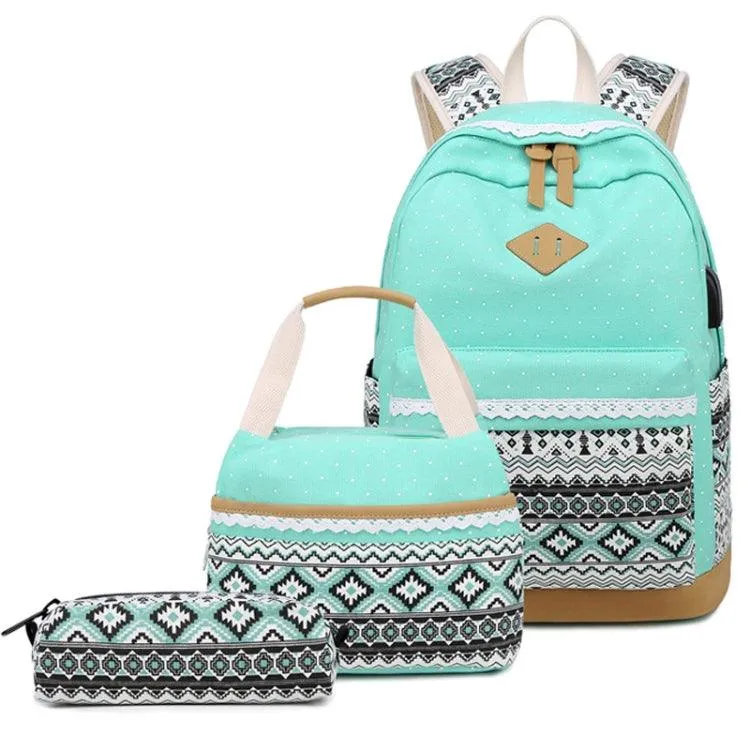 Chic 3-Piece Polka Dot Student Backpack Collection