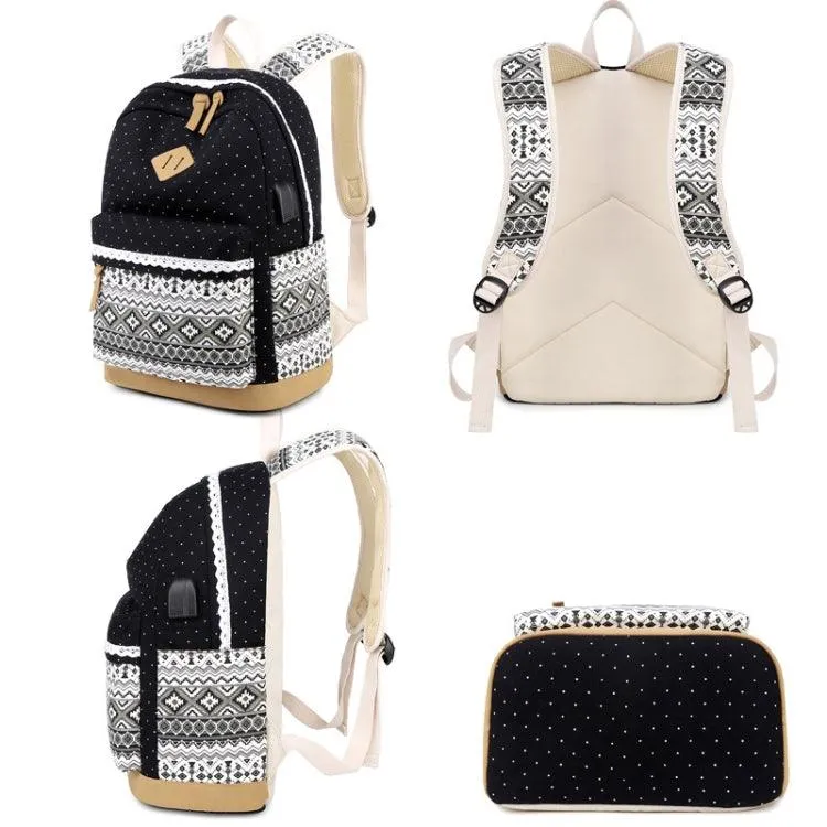 Chic 3-Piece Polka Dot Student Backpack Collection