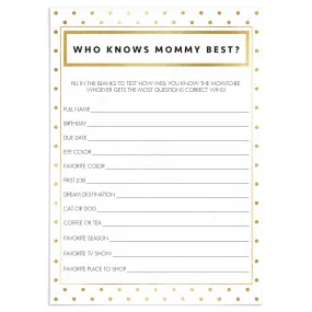 Chic Baby Shower Games Who Knows Mommy-To-Be Best Printable