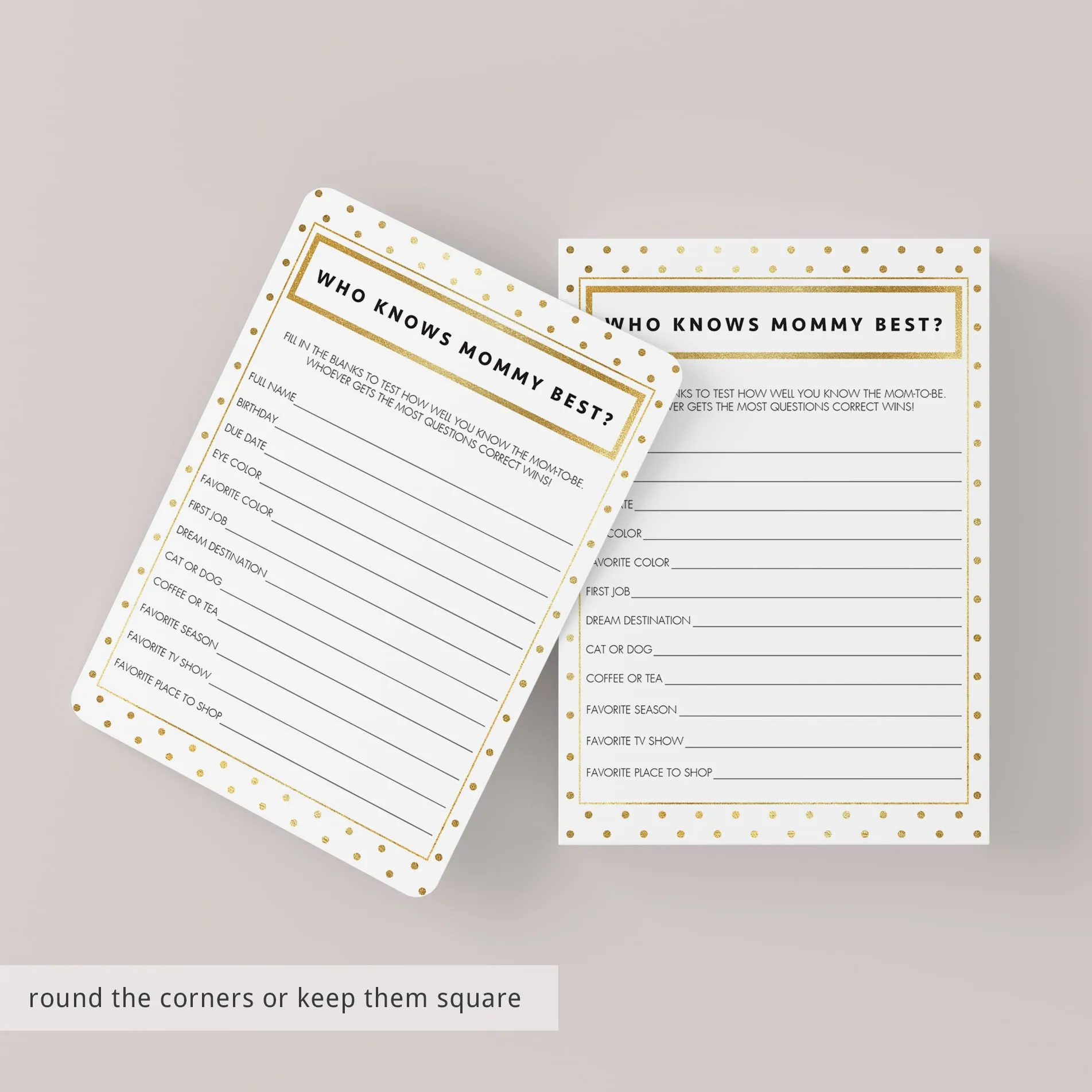 Chic Baby Shower Games Who Knows Mommy-To-Be Best Printable