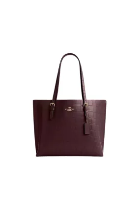 Coach Mollie Tote Bag Croc Embossed In Merlot CW018