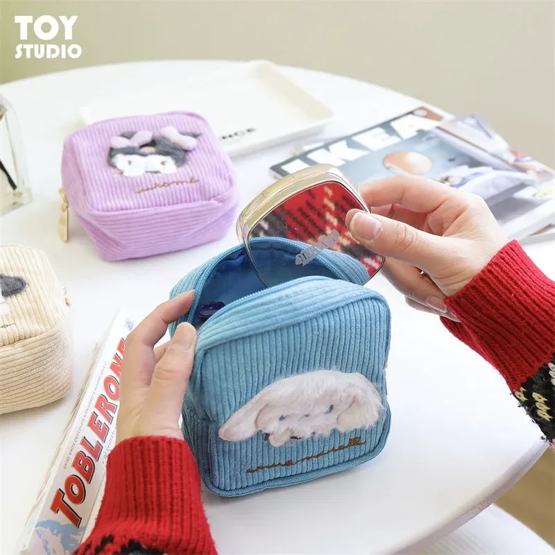 Cute cartoon corduroy storage bag sanitary towel bag