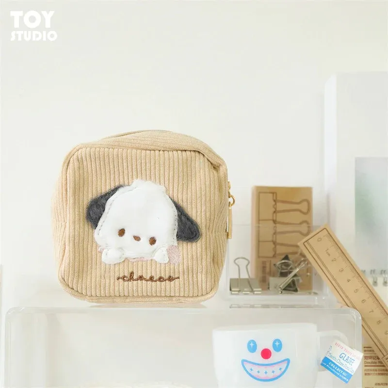 Cute cartoon corduroy storage bag sanitary towel bag