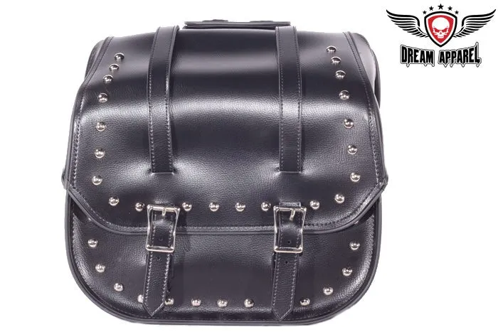 Dream Apparel PVC Motorcycle Saddlebag With Studs Heavy Duty Release