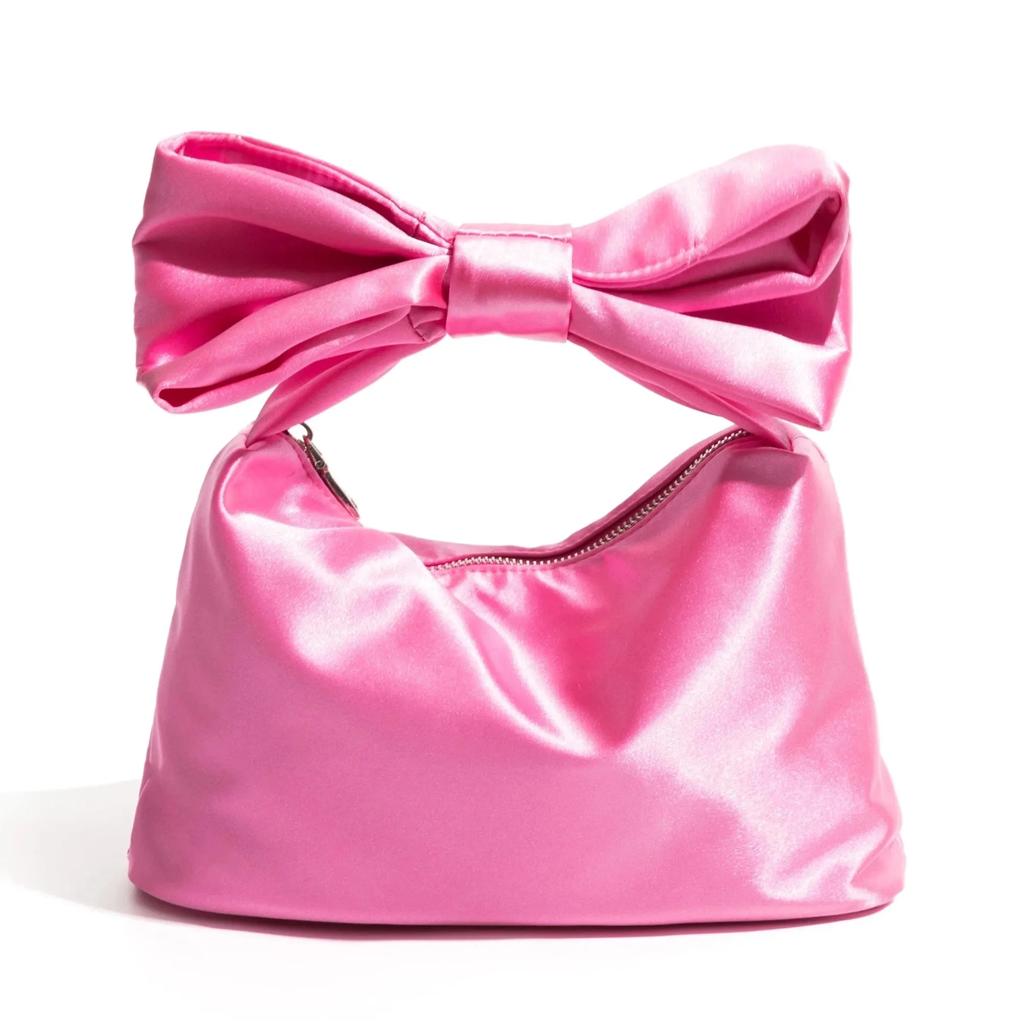 Elyra Bow Handle Satin Clutch Bag