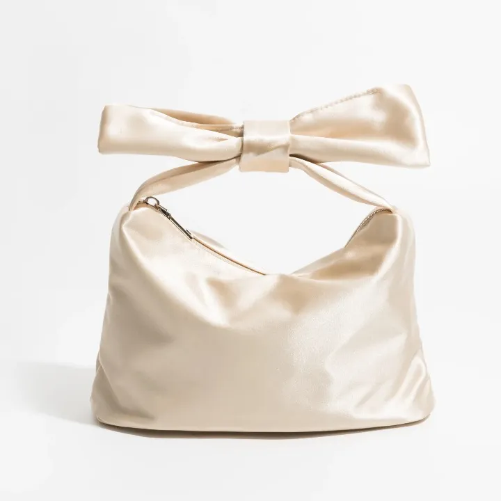 Elyra Bow Handle Satin Clutch Bag