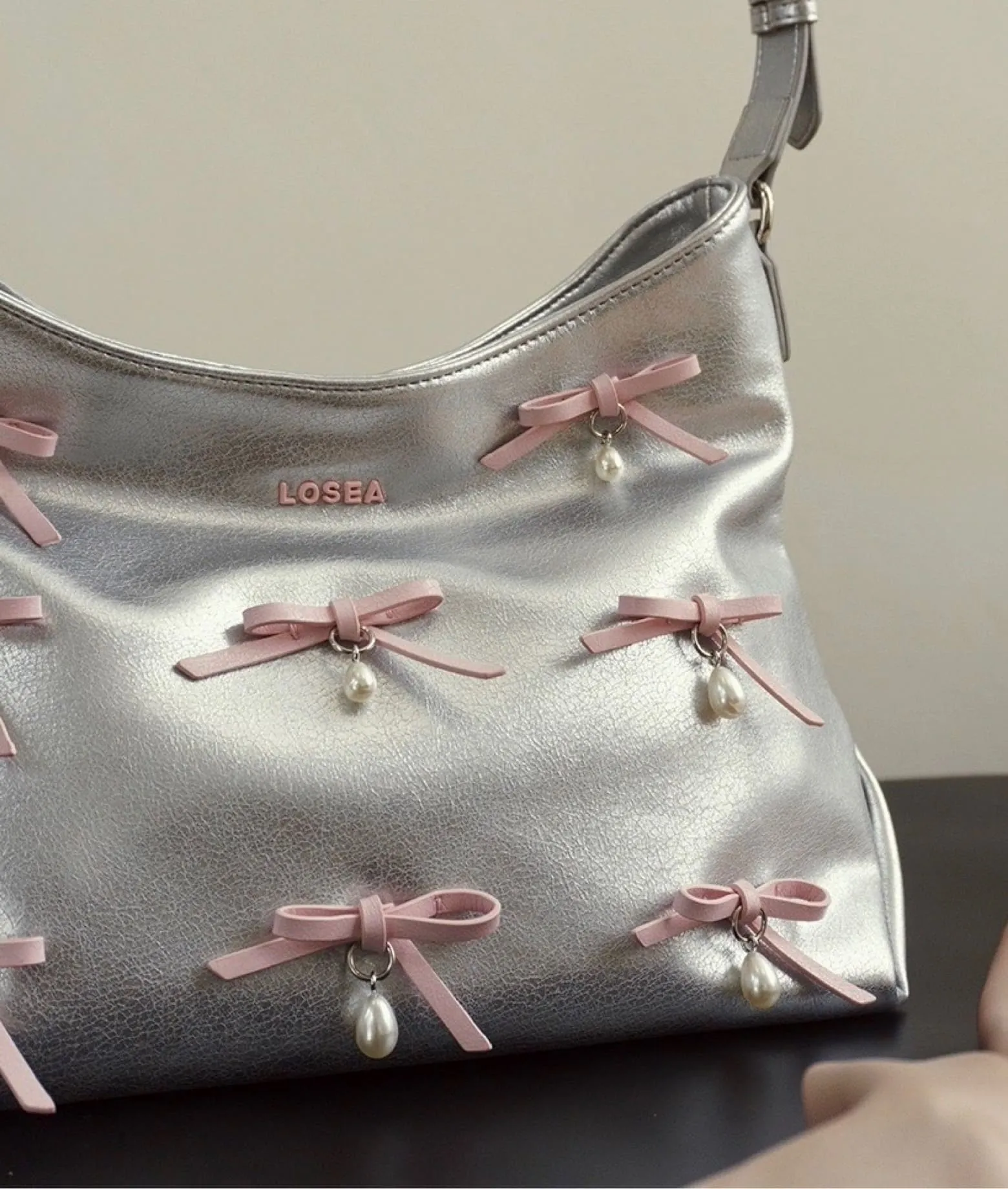 FAIRY bow silver shoulder bag