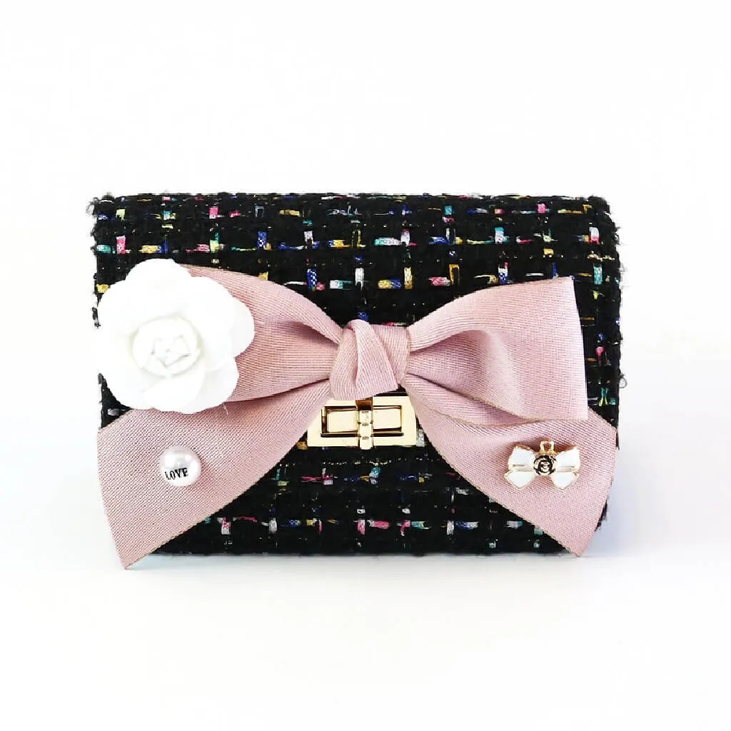 Floral Bow Tweed Purse