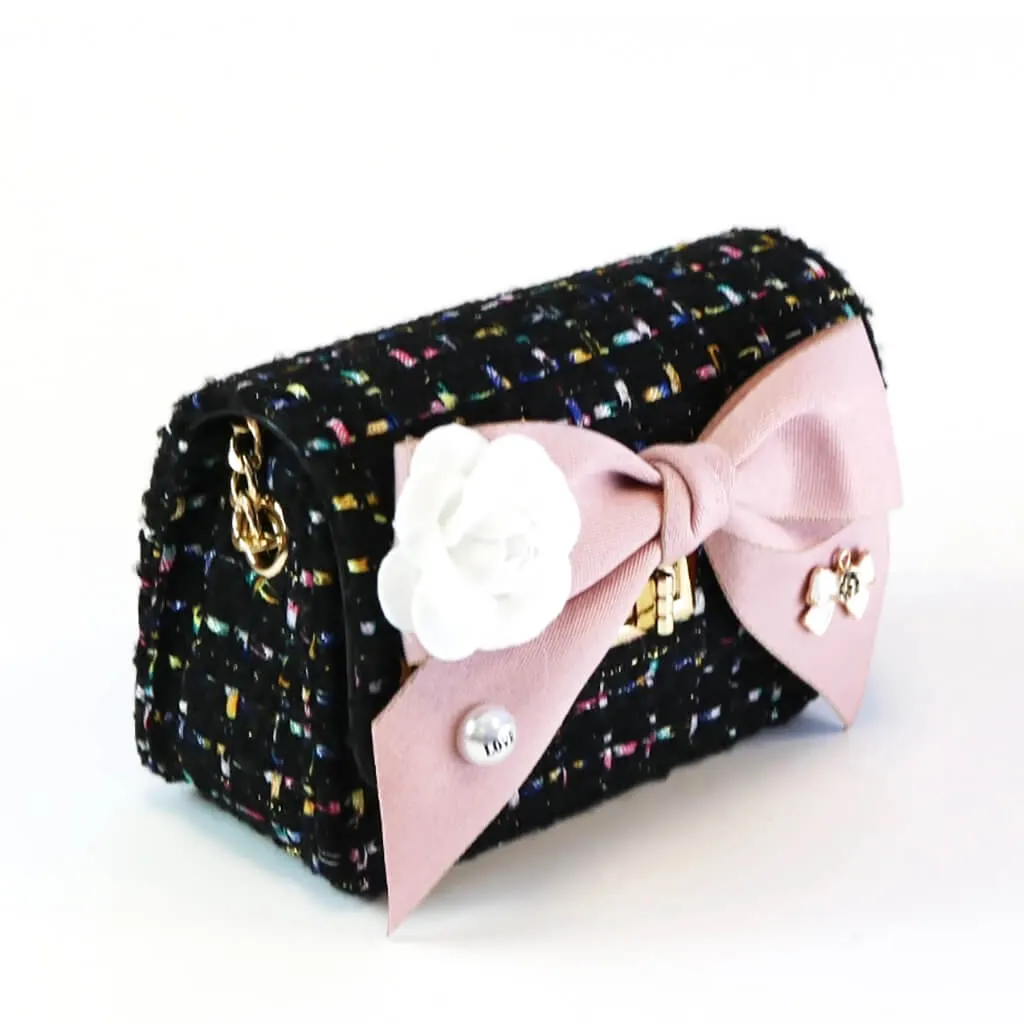 Floral Bow Tweed Purse