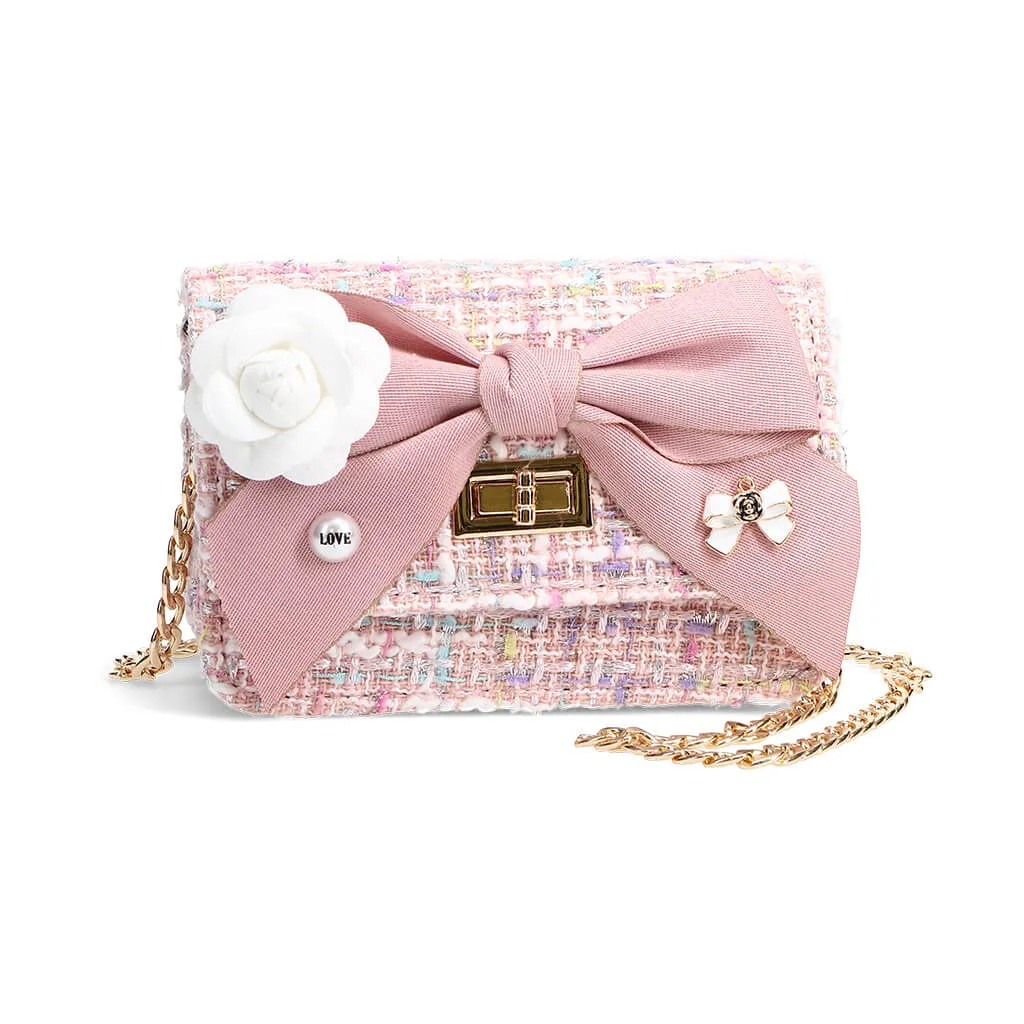 Floral Bow Tweed Purse