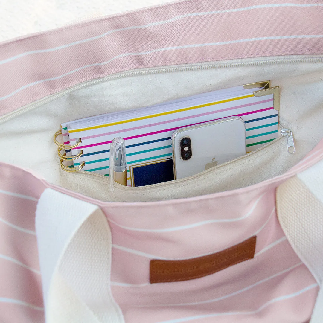 Florence Tote | Pink & White Stripe