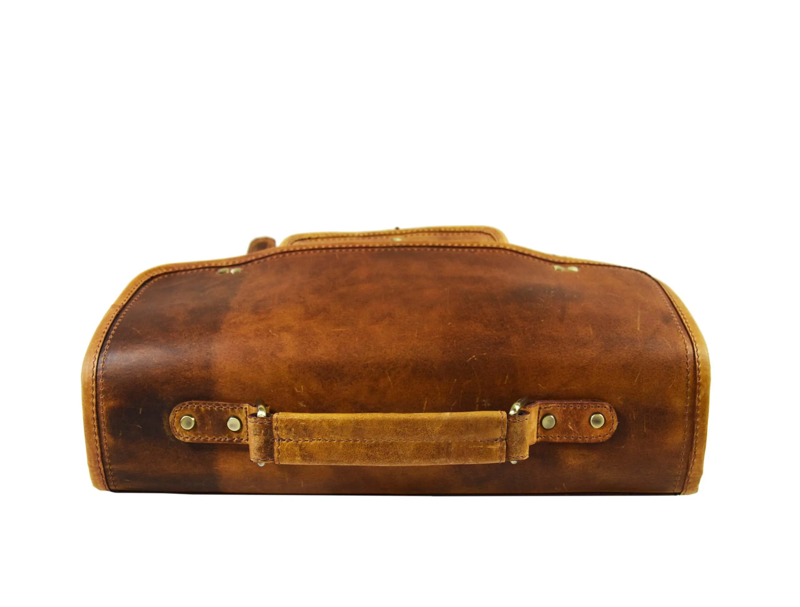 Fresno Leather Portfolio Bag - Caramel Brown.