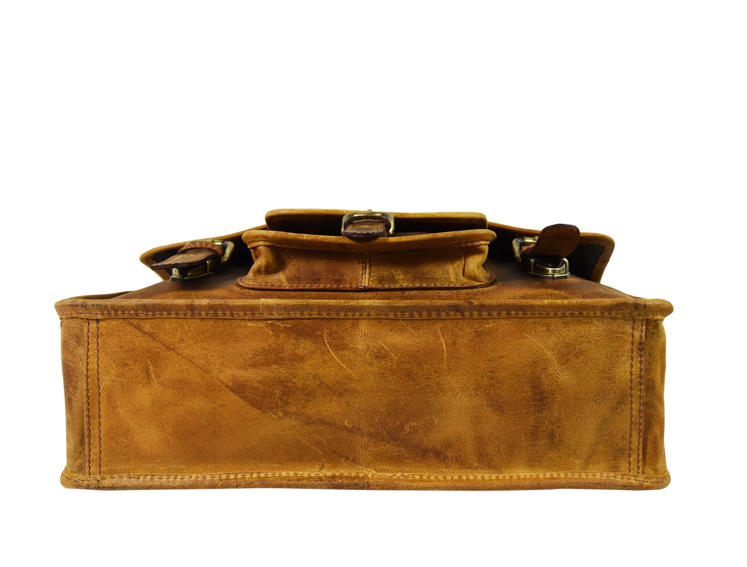 Fresno Leather Portfolio Bag - Caramel Brown.