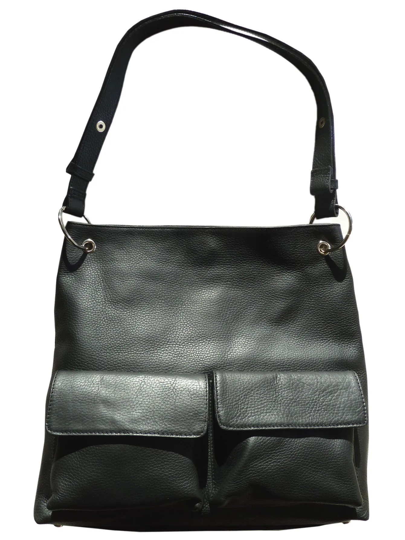 Gapock X Crossbody Bag Pebble Grain Leather Black