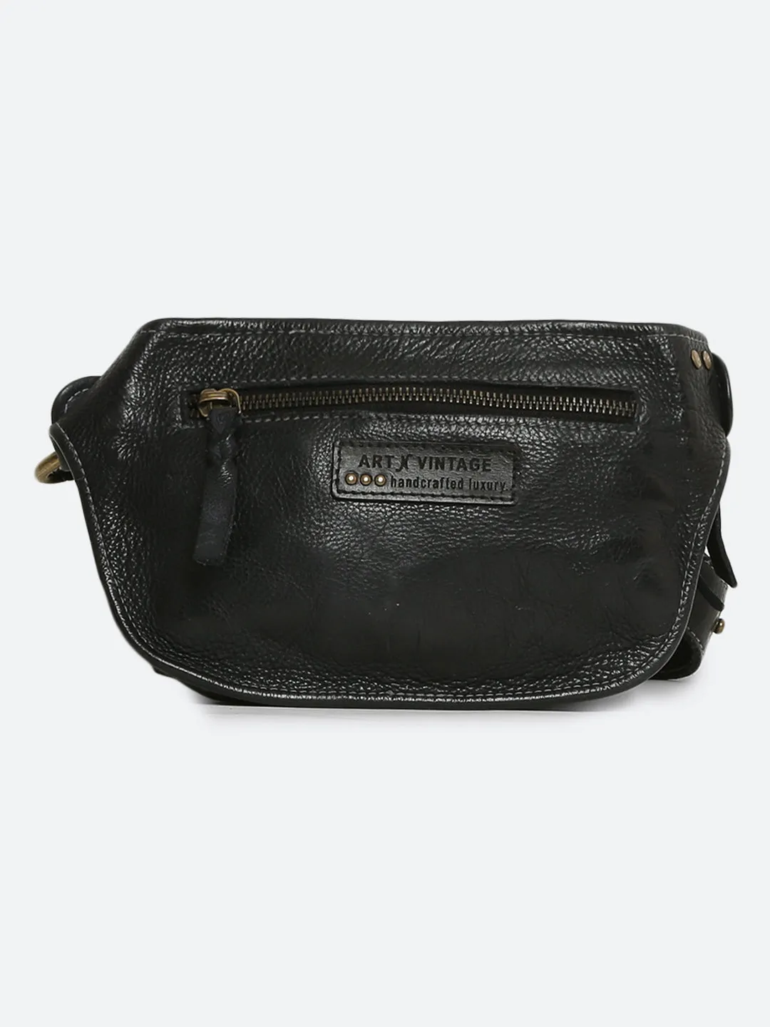 Genuine Black Leather Waist Belt Bag