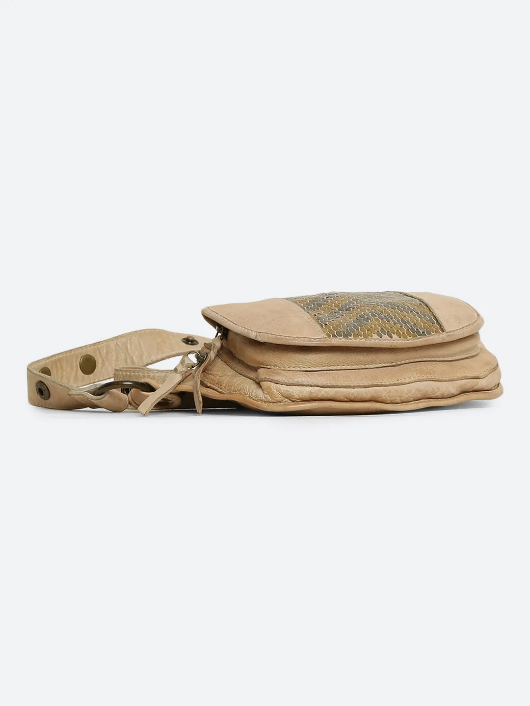 Genuine Cream Leather Waist Belt Bag