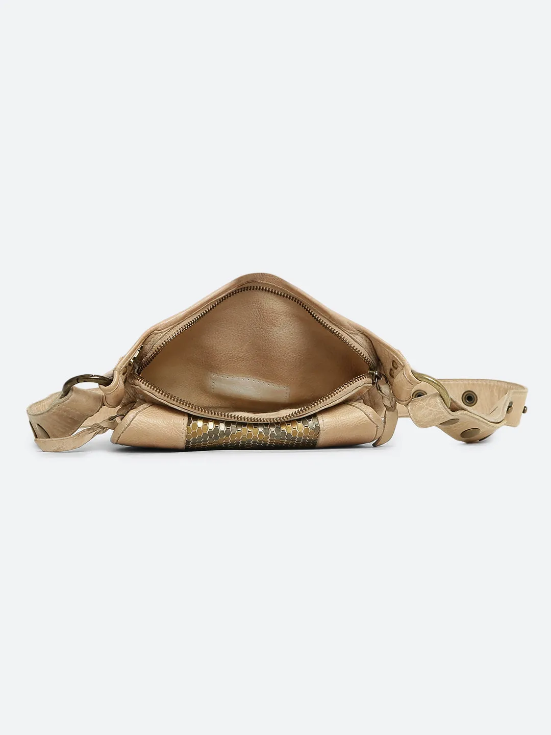 Genuine Cream Leather Waist Belt Bag