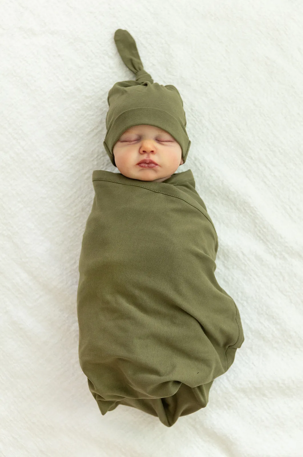 Gia Robe & Olive Green Swaddle Blanket Set