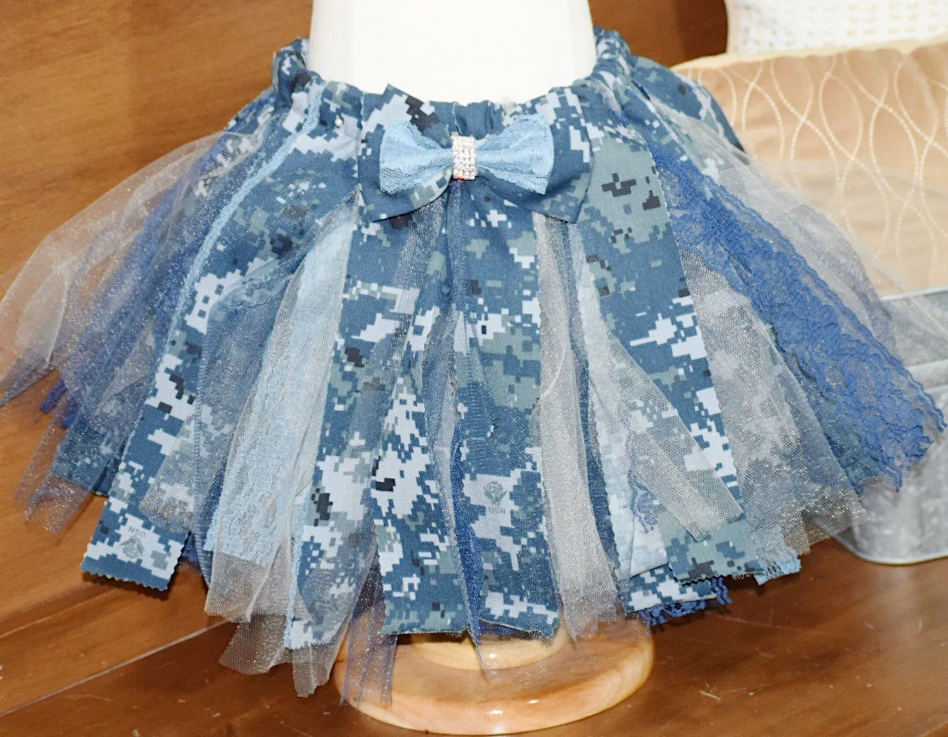 Girls Navy Camo Shabby Chic Tutu