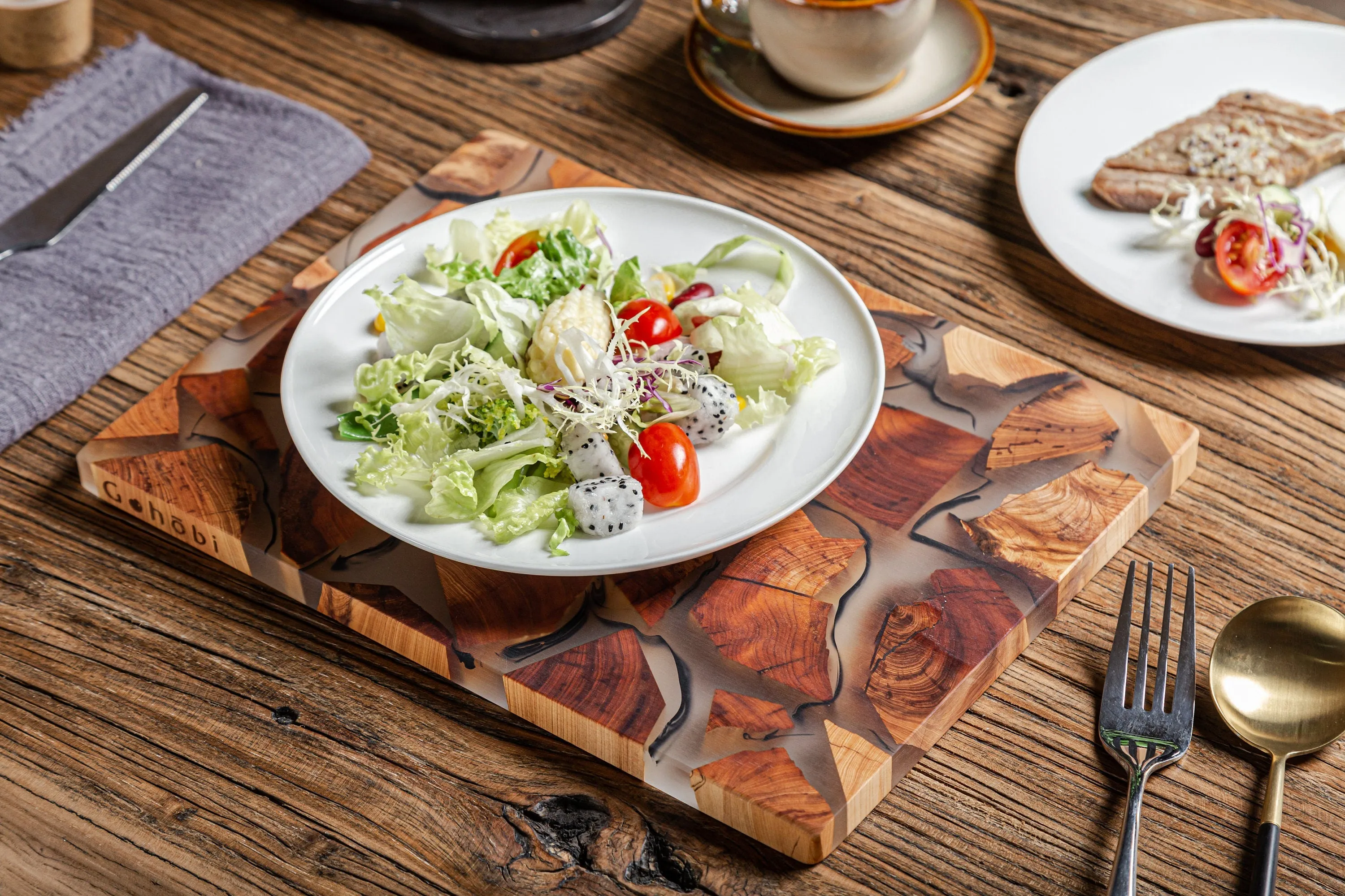 Gohobi Rectangle Wooden Resin Placemat (29cm)