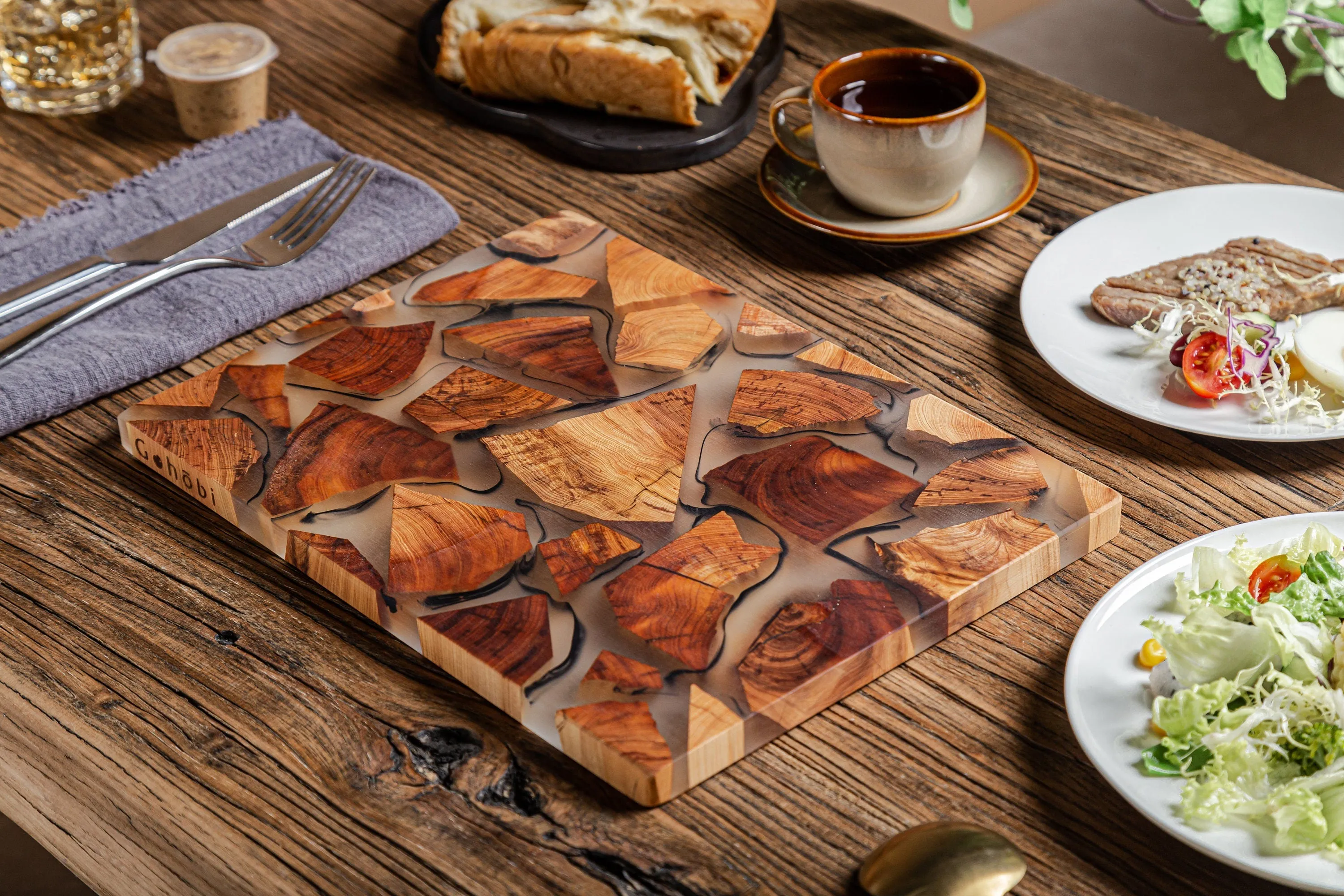 Gohobi Rectangle Wooden Resin Placemat (29cm)