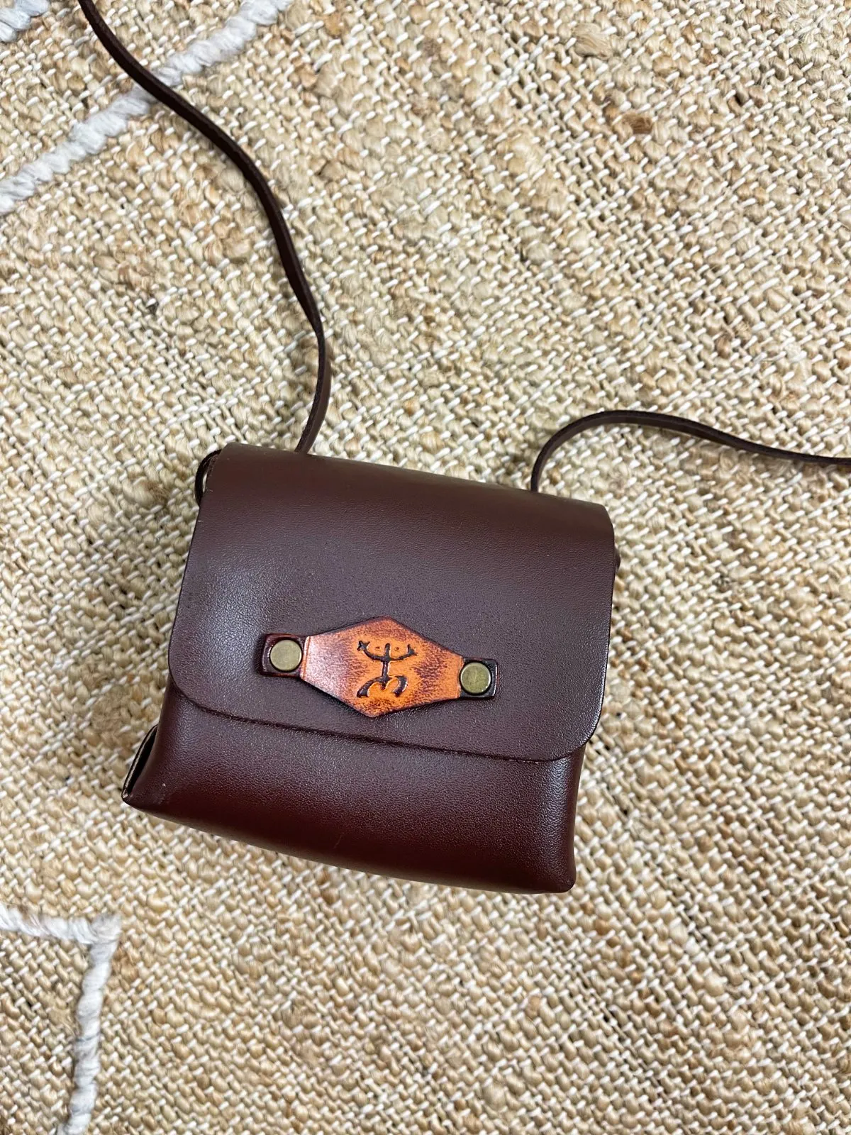 Handmade Carob Mini Leather Box Bag