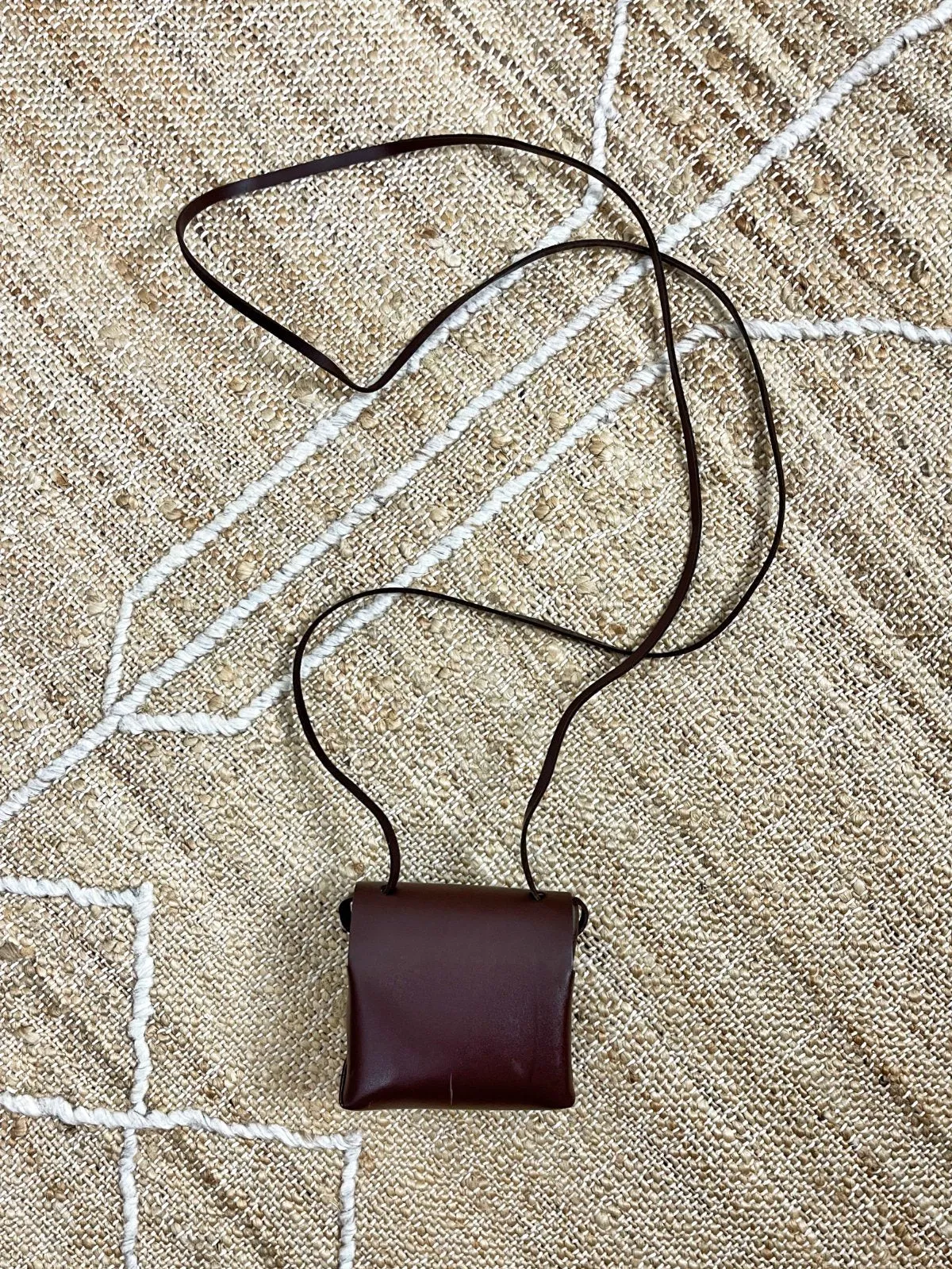 Handmade Carob Mini Leather Box Bag