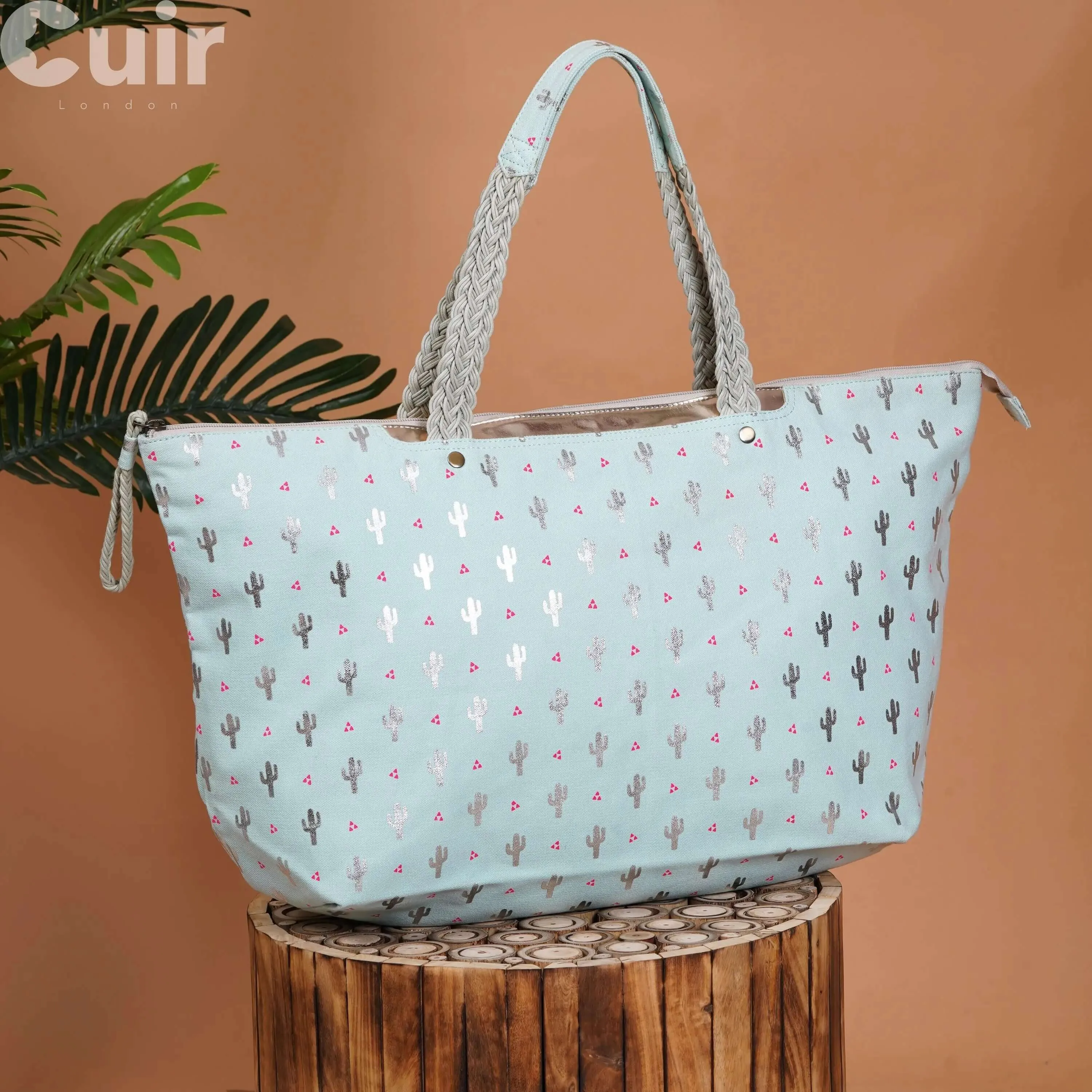 Handwoven Cotton Cactus Printed Canvas Bag