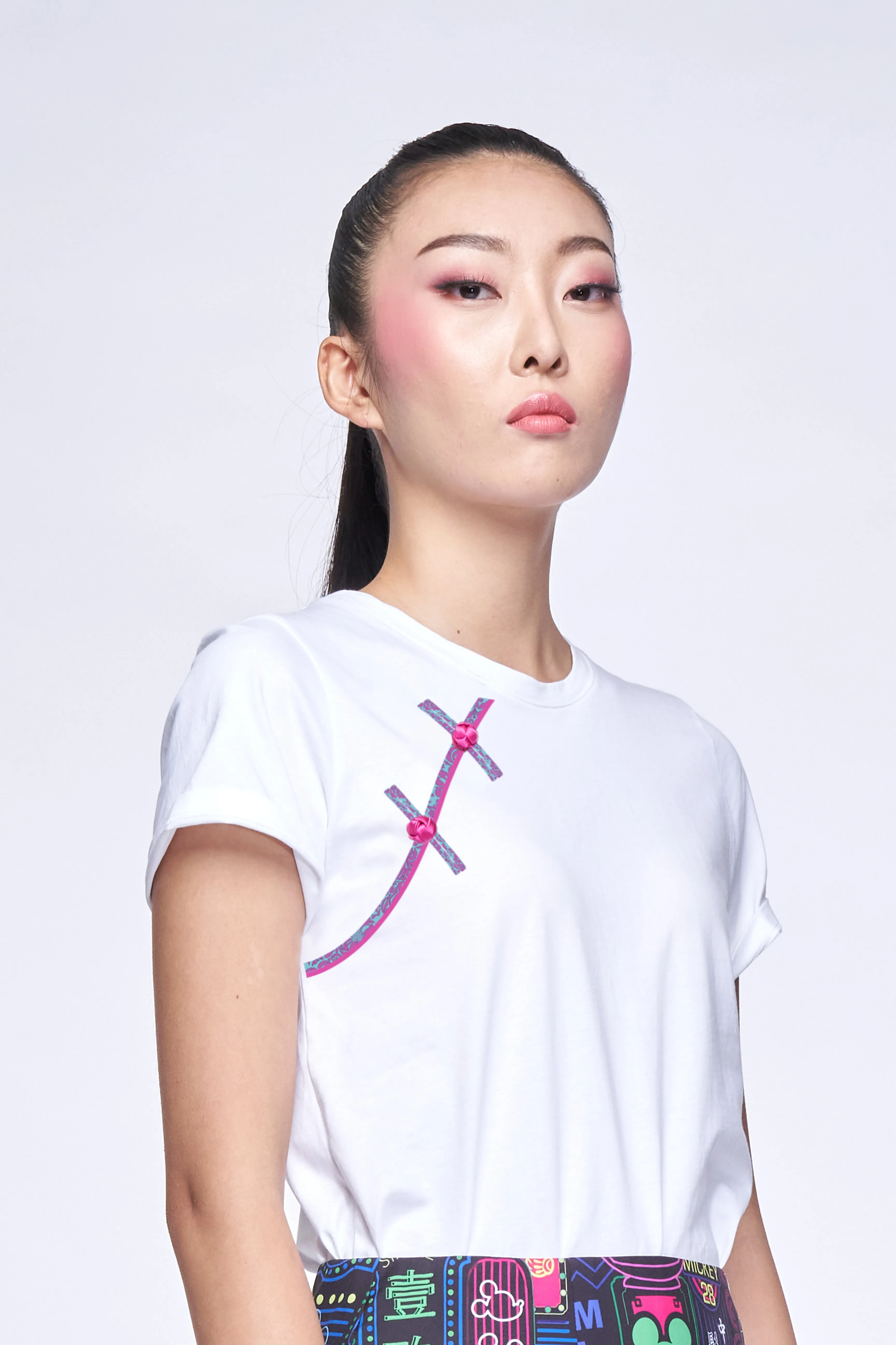 IRINA Front Flap Print Tee (Pink)