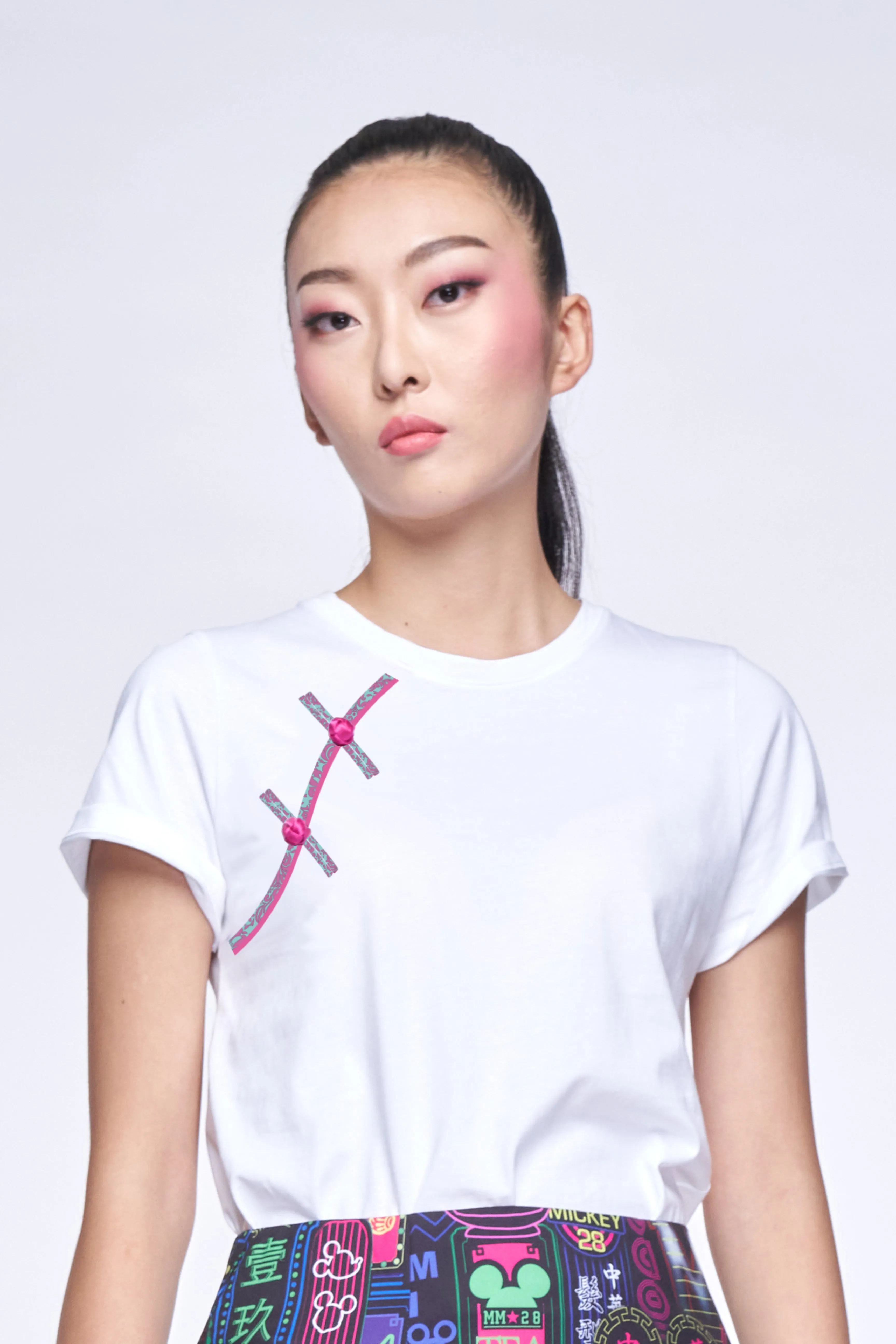 IRINA Front Flap Print Tee (Pink)