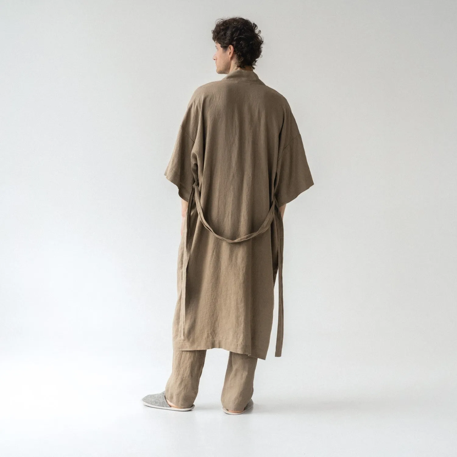 Khaki Linen Bathrobe