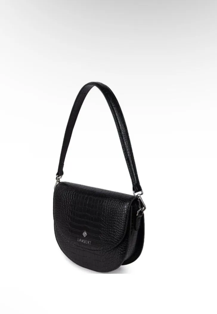 Lambert Bags Naomi Black Croco Vegan 2 in 1 Handbag