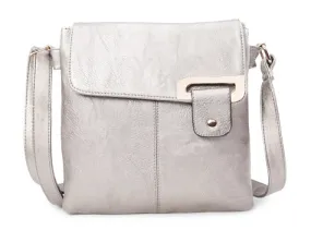 LARGE SILVER MULTI POCKET CROSS BODY MESSENGER BAG