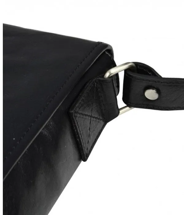 Leather Messenger Bag - Black