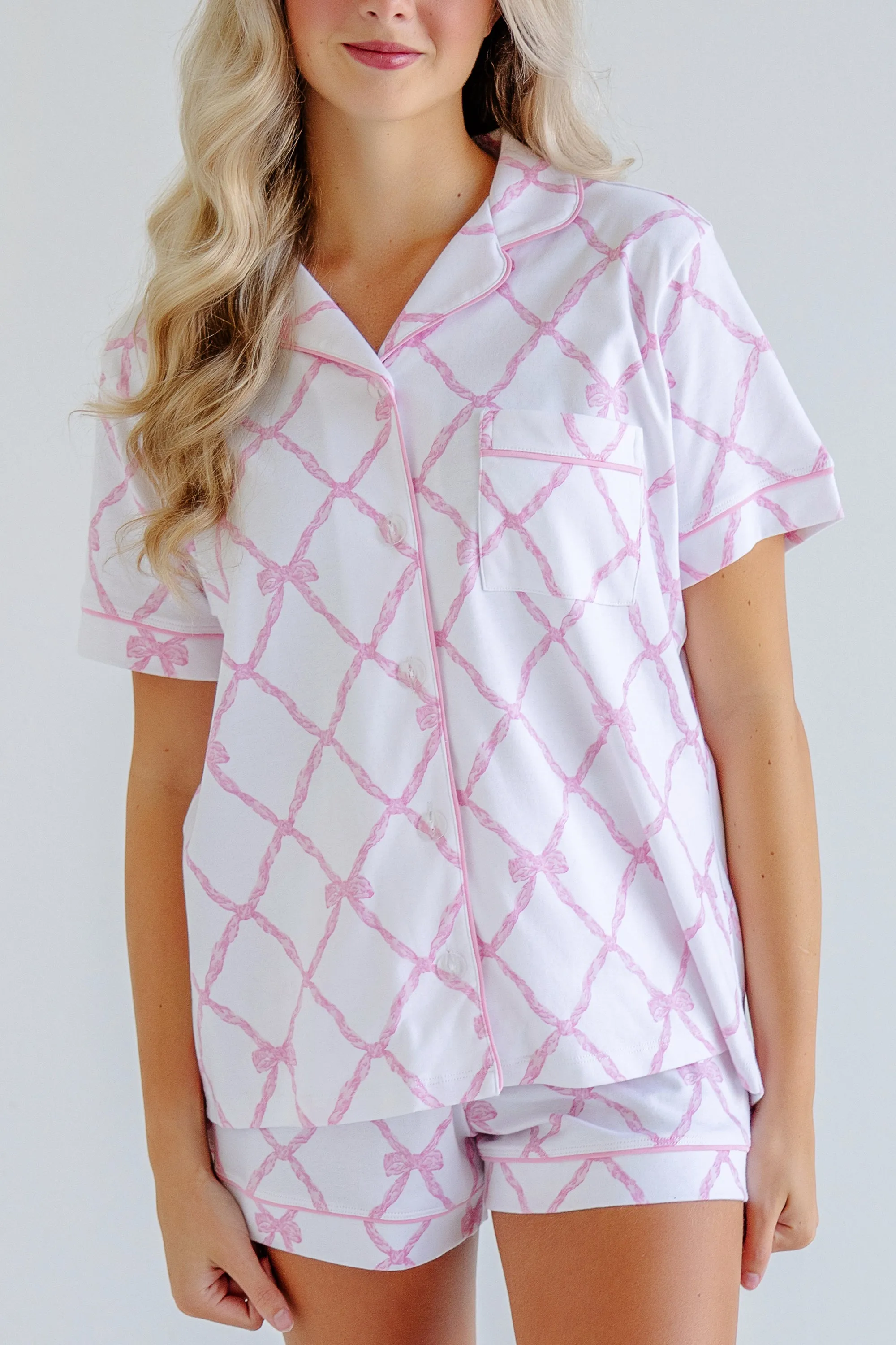 Let Me Lounge Short Sleeve Top (Women's) - Belle Meade Bow