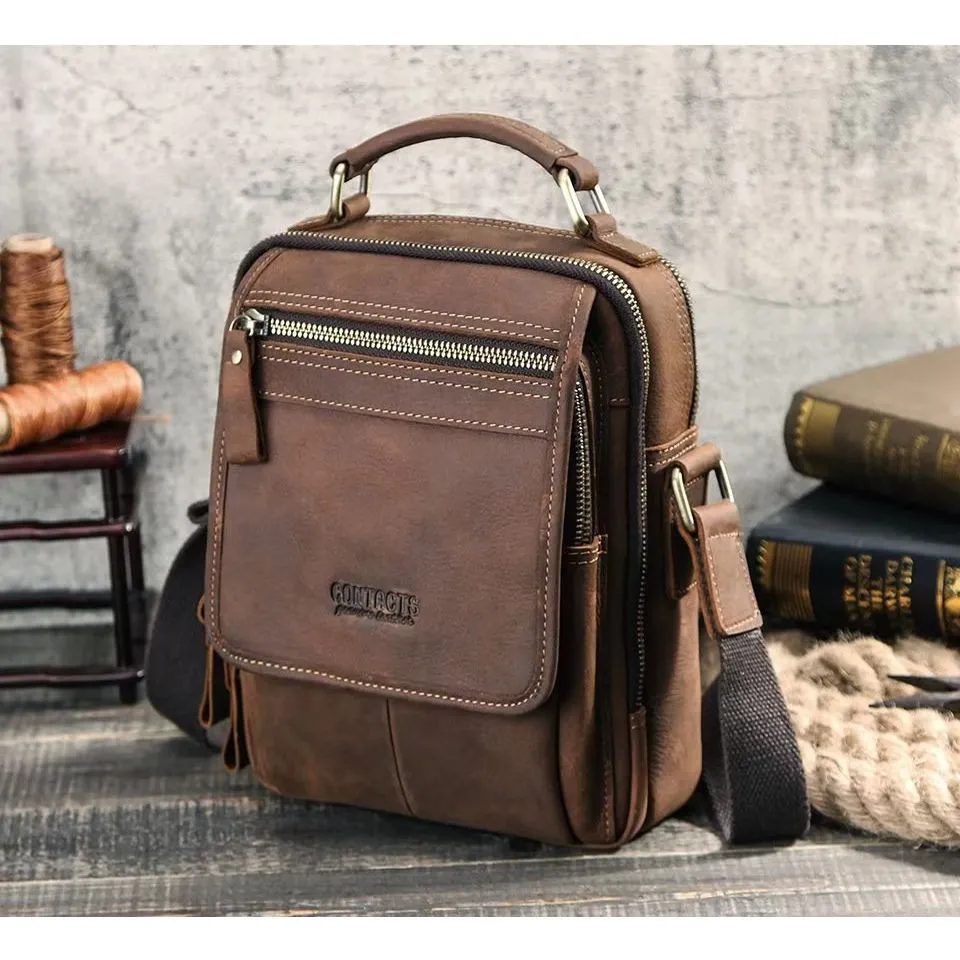 Luxury Crossbody Messenger Bag: Crazy Horse Classic Collection