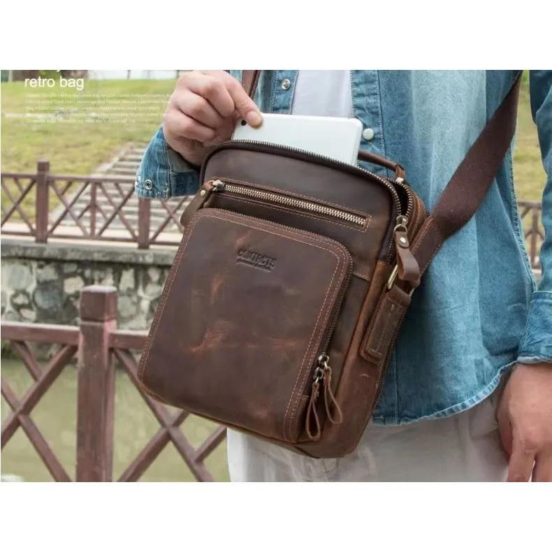 Luxury Crossbody Messenger Bag: Crazy Horse Classic Collection