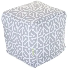 Majestic Home Goods Aruba Indoor / Outdoor Bean Bag Ottoman Pouf Cube, 17&quot; x 17&quot; x 17&quot; (Gray)